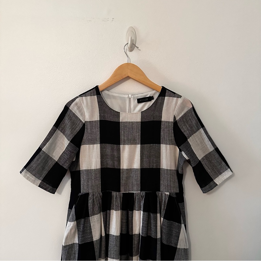 Roolee Black and White Plaid Midi Dress - Picture 3 of 9